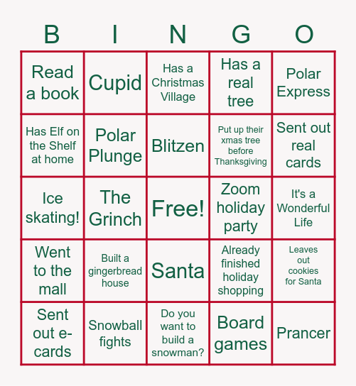 HOLIDAY BINGO! Bingo Card