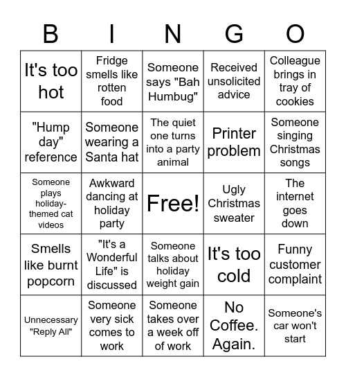 December 2020 Bingo Card