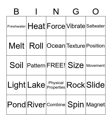 Science- 1st Semester Bingo Card