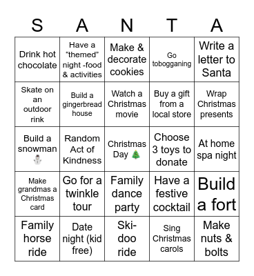 Countdown to Christmas Bingo Card