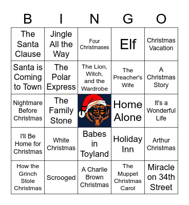 Arise Holly Jolly Christmas Movie Bingo Card