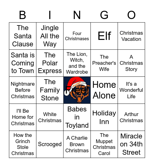 Arise Holly Jolly Christmas Movie Bingo Card