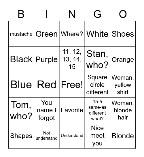 ASL I Describe Who Bingo Card