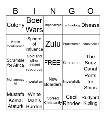 Imperialism BINGO Card