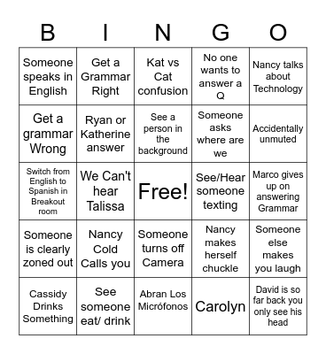 Spanish 22 Bingo Card