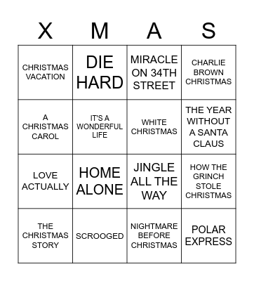 CHRISTMAS MOVIE BINGO Card