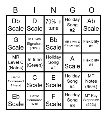 Holiday Bingo Card