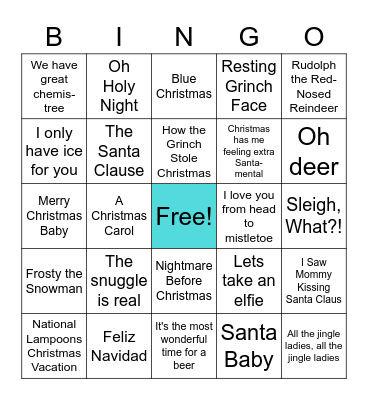 Christmas Movie Quotes/Puns/Songs Bingo Card