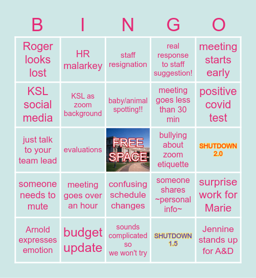 ALL-STAFF ZOOM Bingo Card