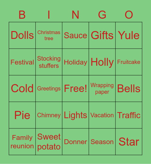SCD Christmas Party Bingo Card