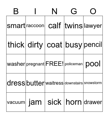 ENGLISH IS THE KEY Bingo Card