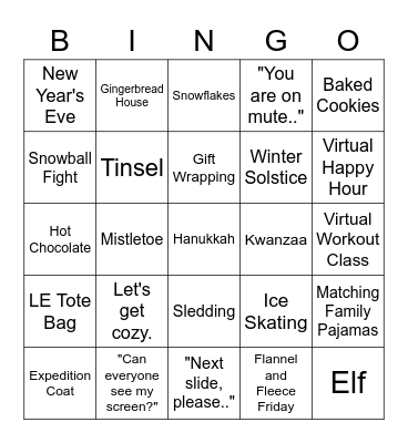 Lands' End ES Holiday Party Bingo Card