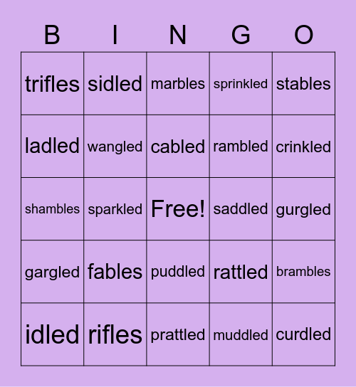 Cle + s/d Bingo Card