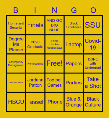 Jordann's Graduation Bingo Card