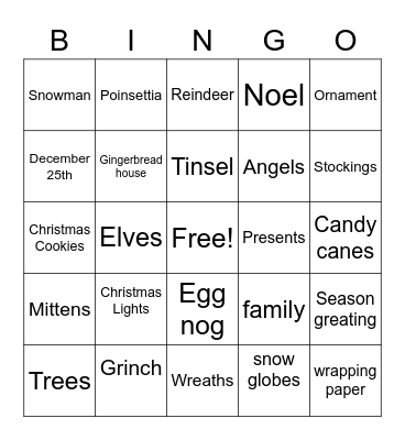 Christmas Bingo Card