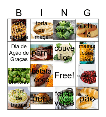 Comida do Dia de Ação de Graças Bingo Card