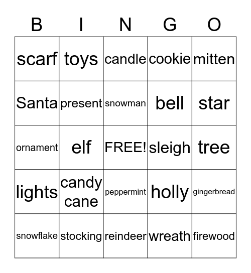 Holiday B-I-N-G-O Bingo Card