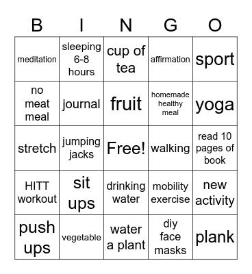 Wellness BINGO Card