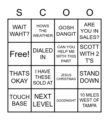 SCOOT BINGO Card