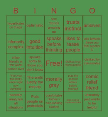 Nagito Bingo Card