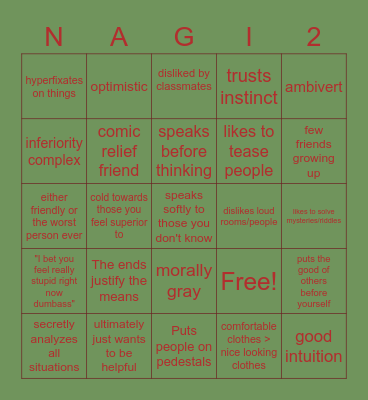 Nagito Bingo Card