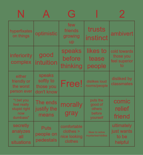 Nagito Bingo Card