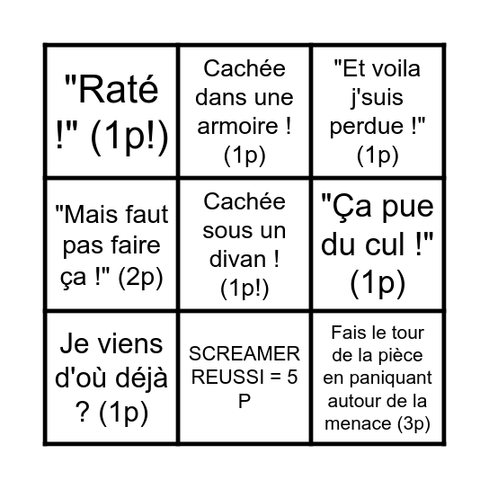 Brunelle's horror show BINGO ! Bingo Card