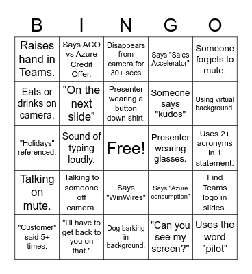 DR Business Update BINGO Card