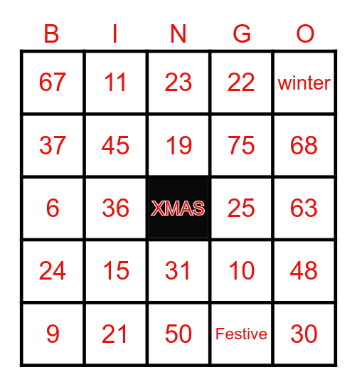 JINGLE BELLS Bingo Card