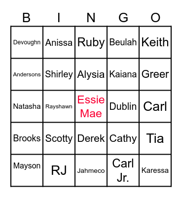 Family Tree Bingo Card