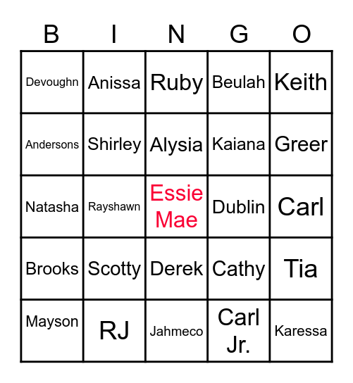 Family Tree Bingo Card