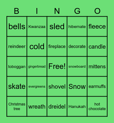 Harding Winter Bingo Card
