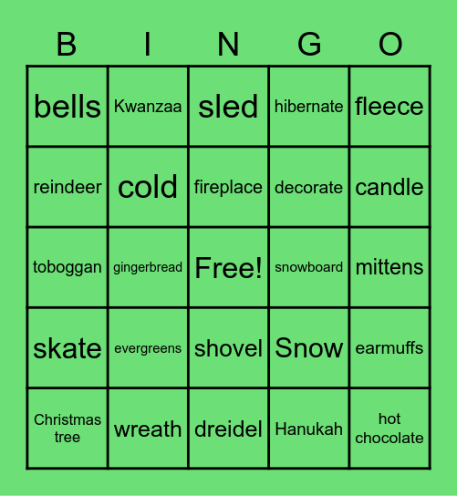 Harding Winter Bingo Card