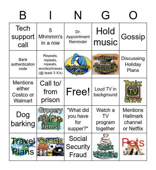 Call Center Bingo Card