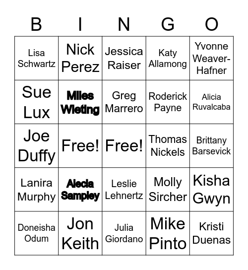 PIE Leadership Summit BINGO Card