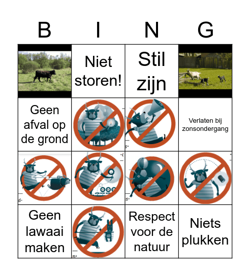 Afspraken in de natuur Bingo Card