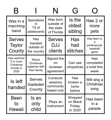 Find someone... Bingo Card