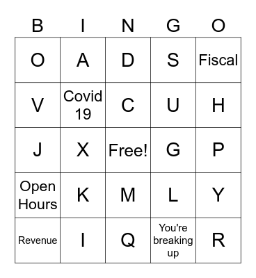 Town Hall Bingo Card