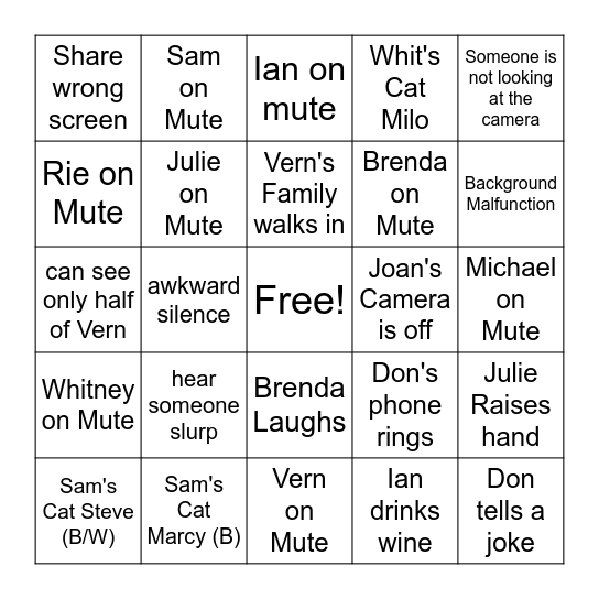 IT Holiday Party Meeting Bingo Card