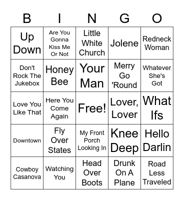 Country Bingo Card