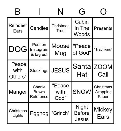 Peace at Home Bingo Card
