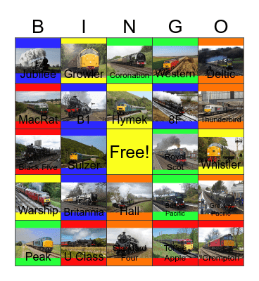 Steam and Modern Traction Bingo Card