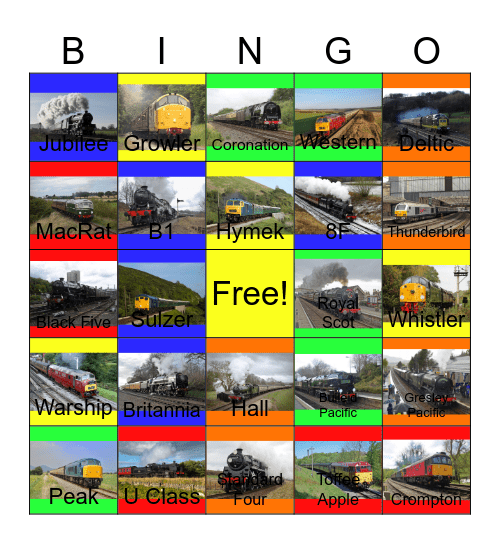 Steam and Modern Traction Bingo Card