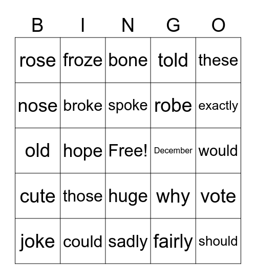 Review Bingo Card