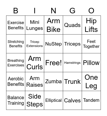 Bust-A-Move Bingo Card