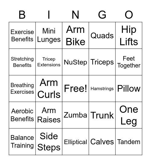 Bust-A-Move Bingo Card