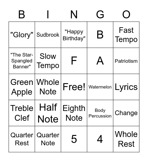 World Music 7 Bingo Card