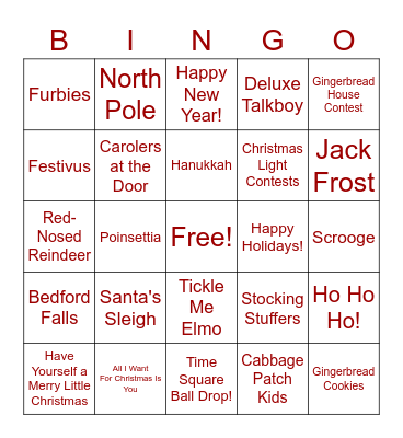 Happy Holidays! Bingo Card