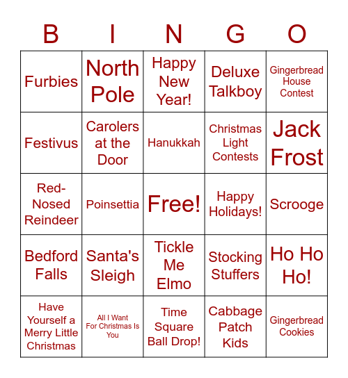 Happy Holidays! Bingo Card