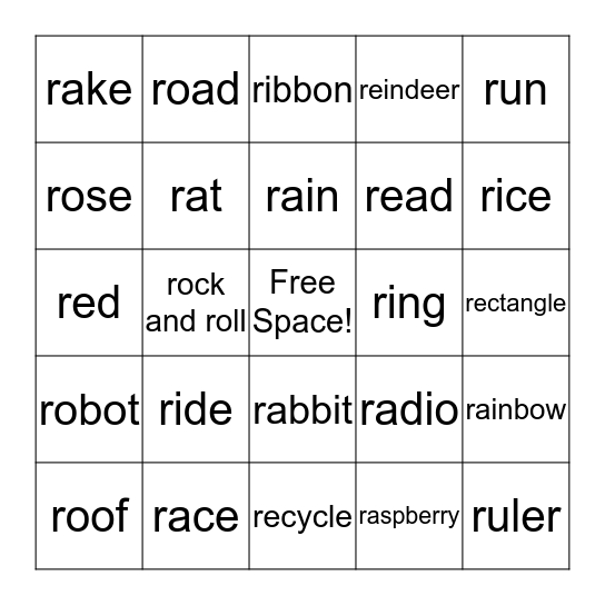 /r/ Initial Bingo Card
